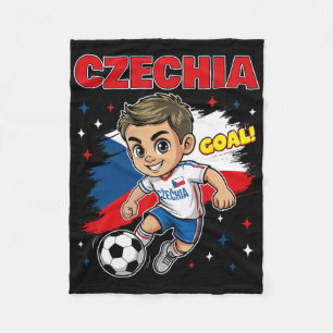 Czechia Kid Goal Cartoon Czech Republic Flag For B Fleece Blanket