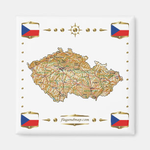 Czechia Map + Flags Magnet