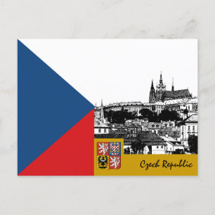 Czechia postcard, Prague & Czech Flag /patriotic Postcard
