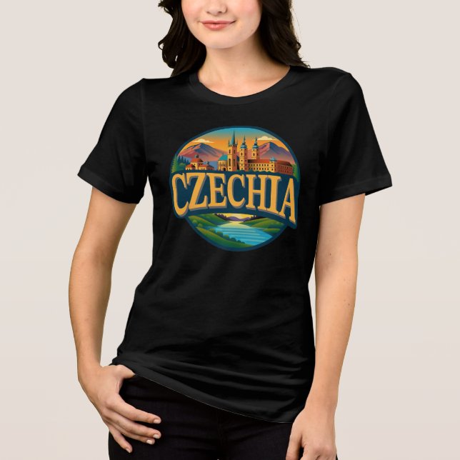 Czechia Republic Europe Tri-Blend Shirt (Front)