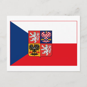 Czechoslovakia Flag w COA (light) Postcard