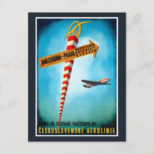 Czechoslovakia Vintage Travel Poster Restored Postcard