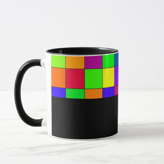 D01 - Mug with colorful checkerboard pattern (Left)
