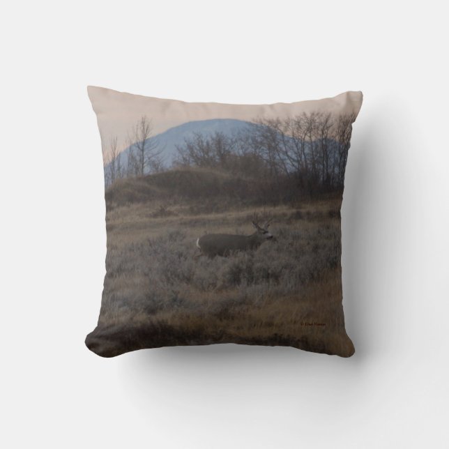D12 Mule Deer Buck Sweet Grass Hills Cushion (Front)