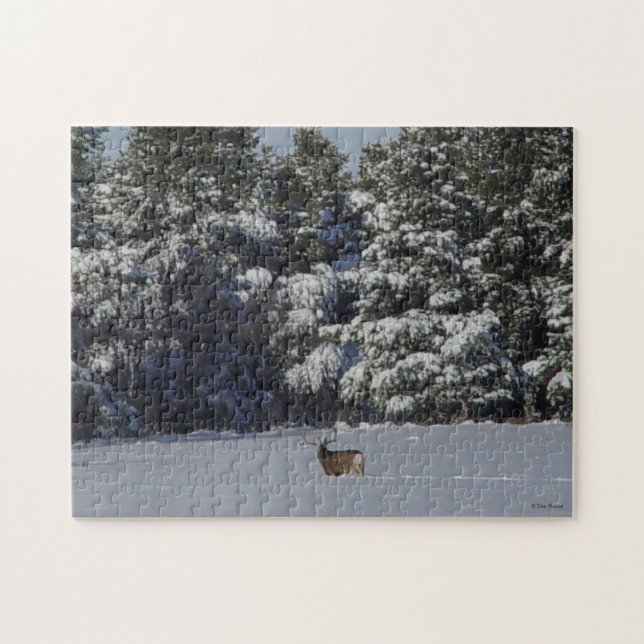 D17 Mule Deer in Snow Jigsaw Puzzle (Horizontal)