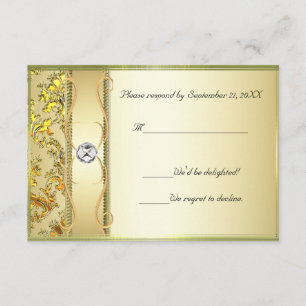 D1 Gold on Gold Damask RSVP Card