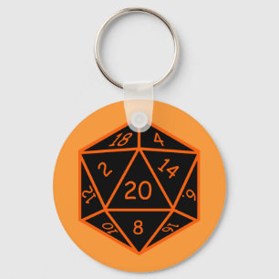 D20 Black & Orange Key Ring
