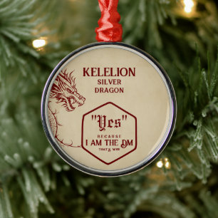 D20 Dice Celtic Dragon DND RPG Because DM Gamer Metal Tree Decoration