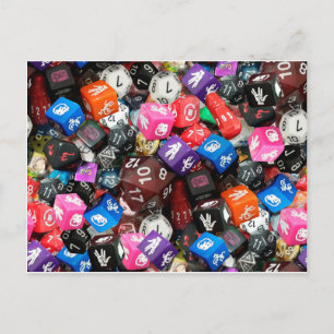 d20 dice postcard