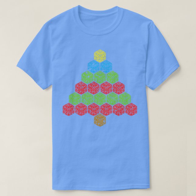 D20 Dice RPG Ugly Christmas Tree T-Shirt (Design Front)