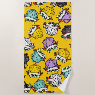 D20 Dice Set Pattern Beach Towel