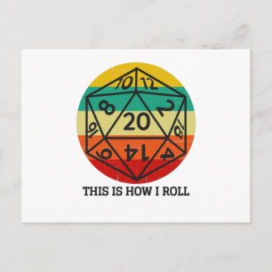 D20 This is How I roll retro dice Postcard