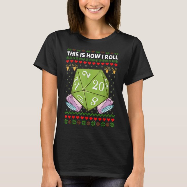 D20 This Is How I Roll Ugly Christmas Sweater RPG  (Front)