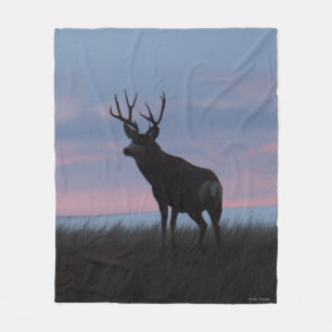 D3 Mule Deer Buck Sunrise Buck Fleece Blanket