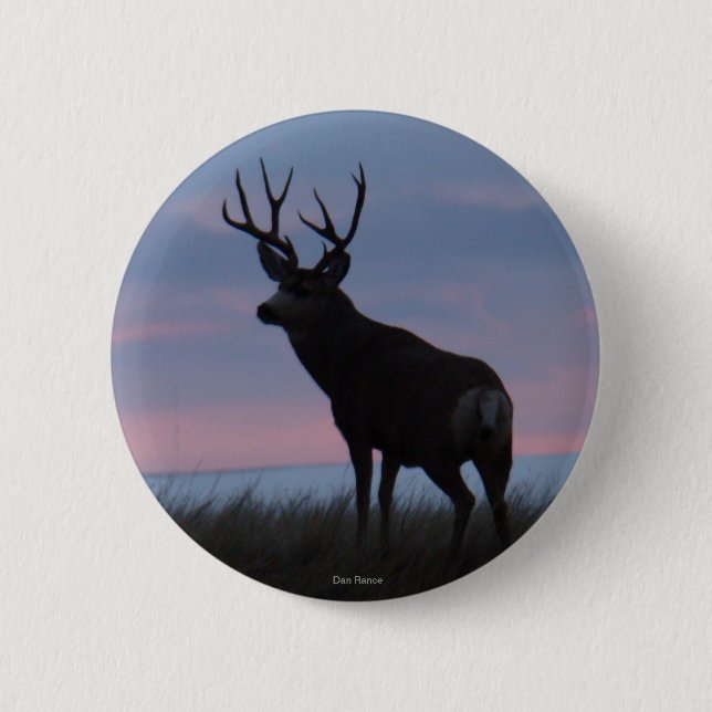 D3 Mule Deer Sunrise Buck 6 Cm Round Badge (Front)