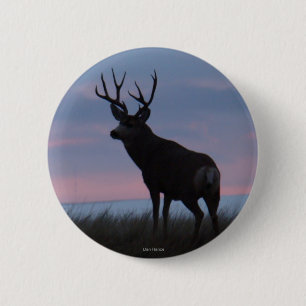D3 Mule Deer Sunrise Buck 6 Cm Round Badge
