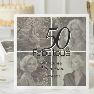 D50 and Fabulous Birthday Photo Collage Party Napkin