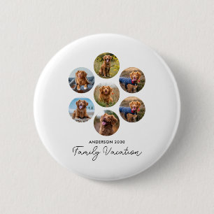 D 7 Photo Collage Family Vacation  6 Cm Round Badge