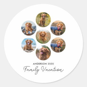 D 7 Photo Collage Family Vacation  Classic Round Sticker