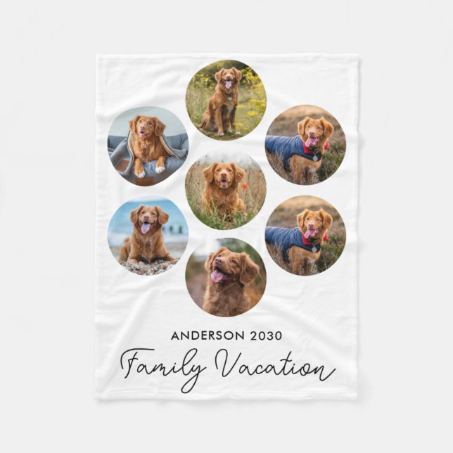 D 7 Photo Collage Family Vacation  Fleece Blanket (Front)
