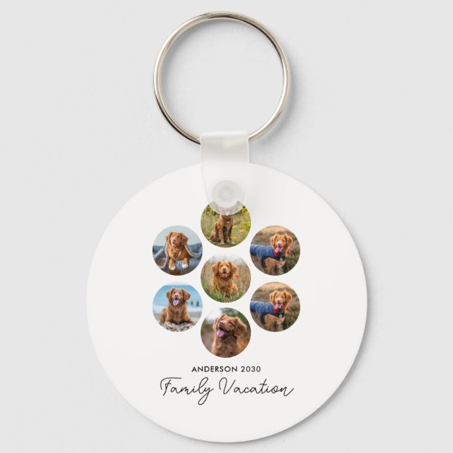 D 7 Photo Collage Family Vacation  Key Ring (Front)