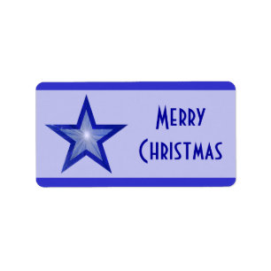 D Blue Star stripe 'Merry Christmas' medium pale Label
