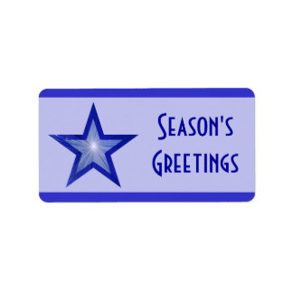 D Blue Star stripe Season's Greetings medium pale Label