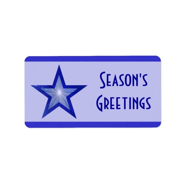 D Blue Star stripe Season's Greetings medium pale Label (Front)