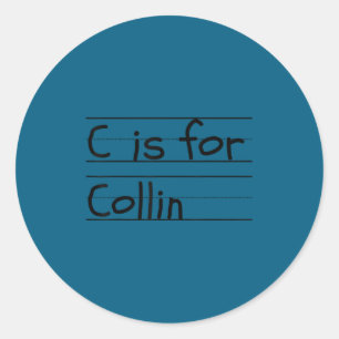 D C Is For Collin Name Student Kindergarten  Classic Round Sticker