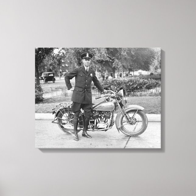 D.C. Motorcycle Police Officer, 1932 Canvas Print (Front)