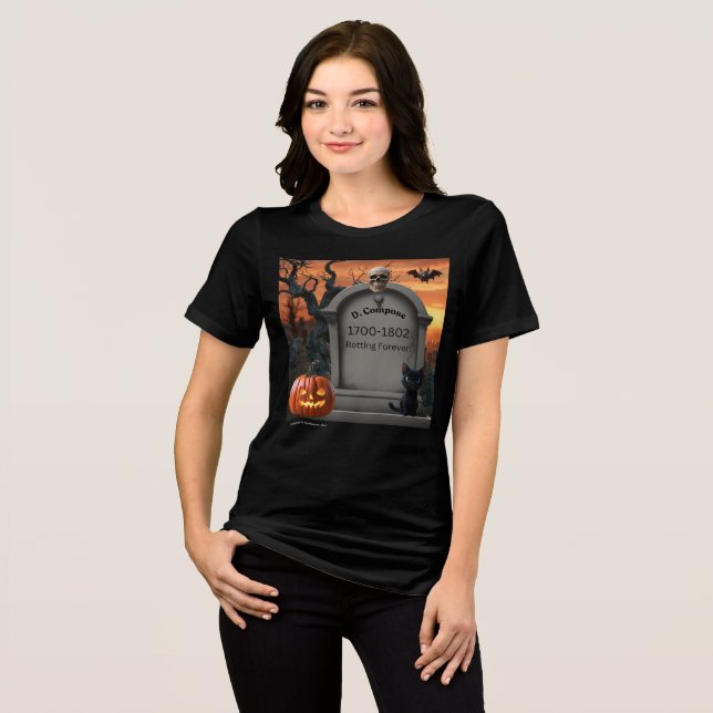 "D. Compose" Halloween Headstone Humour Tri-Blend Shirt (Front Full)