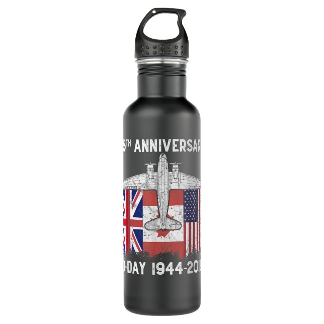 D-day 75th Anniversary Normandy Landing Aircraft P 710 Ml Water Bottle (Front)