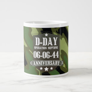 D-Day Anniversary Badge With camouflage Large Coffee Mug