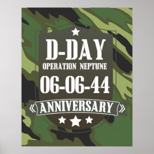 D-Day Anniversary Badge With camouflage Poster