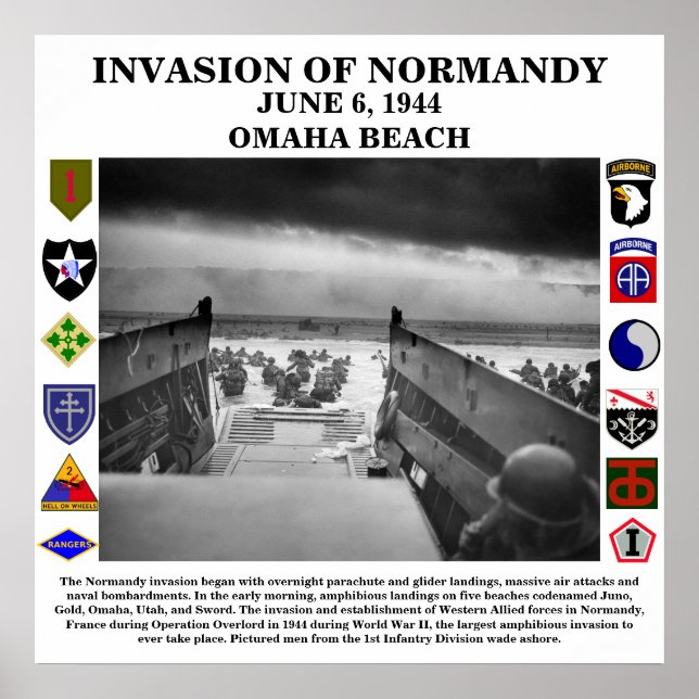 D-Day Invasion Of Normandy White Background Poster (Front)