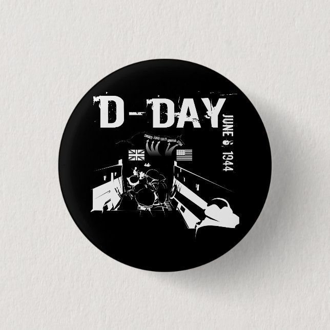 D-DAY June 6, 1944 3 Cm Round Badge (Front)