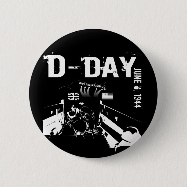 D-DAY June 6, 1944 6 Cm Round Badge (Front)
