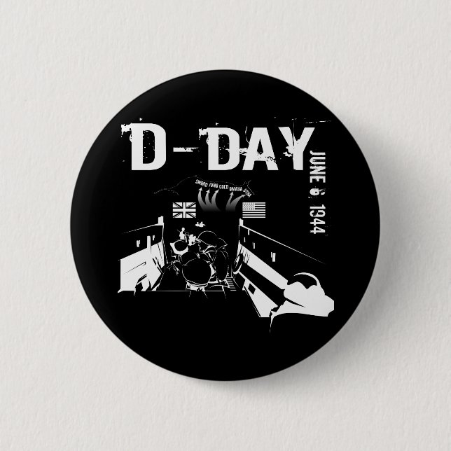 D-DAY June 6, 1944 6 Cm Round Badge (Front)