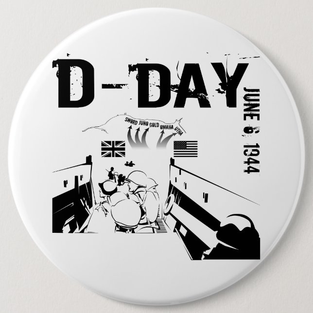 D-DAY June 6, 1944 6 Cm Round Badge (Front)