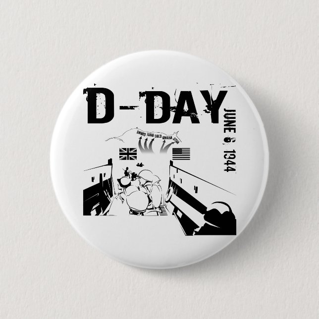 D-DAY June 6, 1944 6 Cm Round Badge (Front)