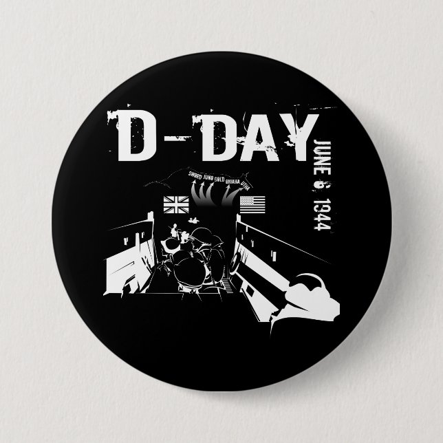 D-DAY June 6, 1944 7.5 Cm Round Badge (Front)