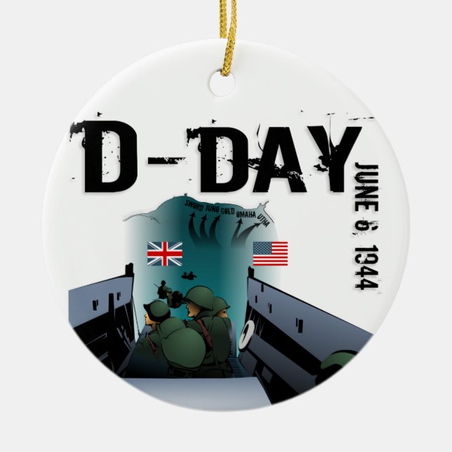 D-DAY June 6, 1944 Ceramic Tree Decoration (Front)