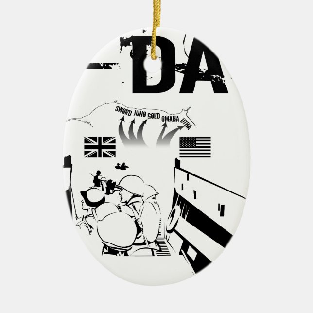 D-DAY June 6, 1944 Ceramic Tree Decoration (Front)
