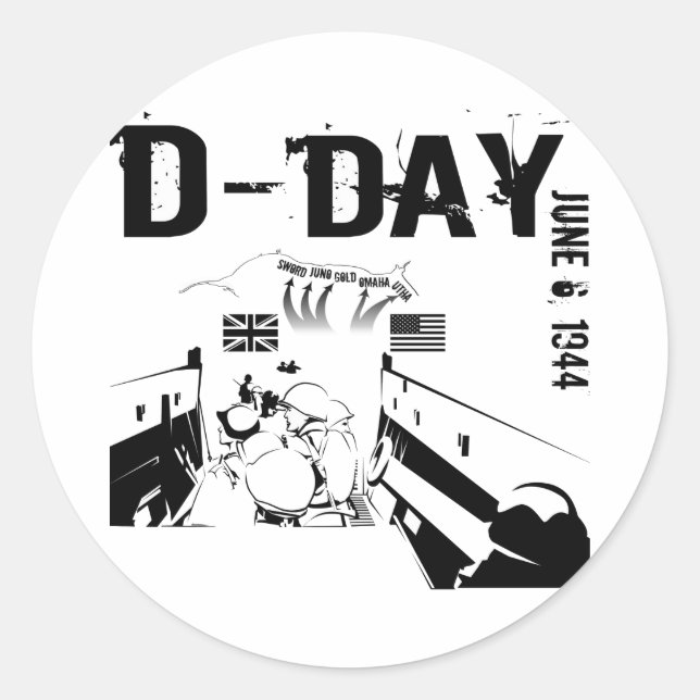 D-DAY June 6, 1944 Classic Round Sticker (Front)