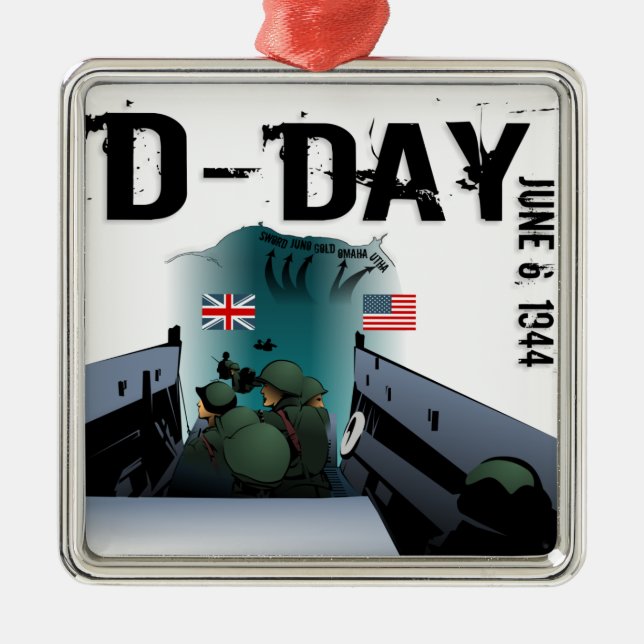 D-DAY June 6, 1944 Metal Tree Decoration (Front)