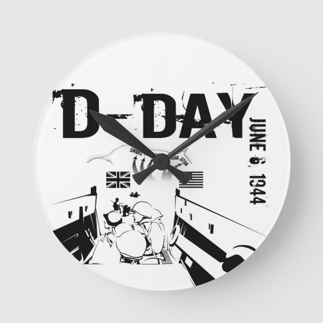 D-DAY June 6, 1944 Round Clock (Front)