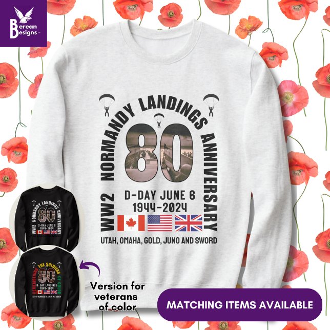 D-DAY NORMANDY LANDINGS WW2 80th Anniversary  Sweatshirt (Souvenir 80th Anniversary sweatshirt for D-Day Landings. Ideal gift for veterans)