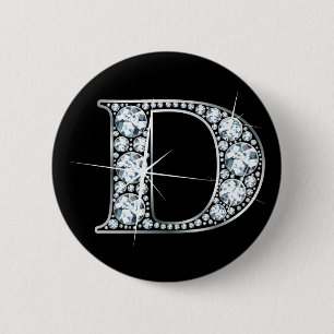"D" Diamond Bling Button