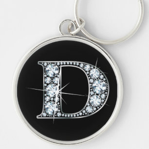 "D" Diamond Bling Keychain