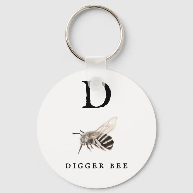 "D" Digger Bee  Key Ring (Front)